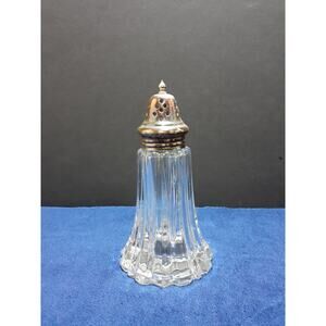 Vintage Crystal Muffineer Sugar Shaker with Silver Lid Japan